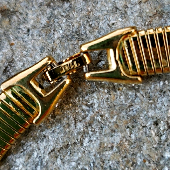 VTG Trifari Egyptian Revival Lucite Cabochon Gold Omega Chain Collar Necklace - Picture 13 of 13